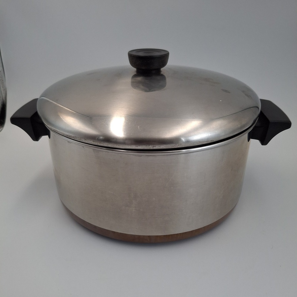Vintage Revere Ware 4 1/2 Qt Copper Clad Stock Pot with Lid 1801 Clinton‎ IL USA